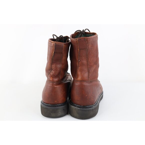 Vintage 90s Streetwear Mens 10 EE Tribal Fringed Leather Tall Logger Boots Brown main image 10